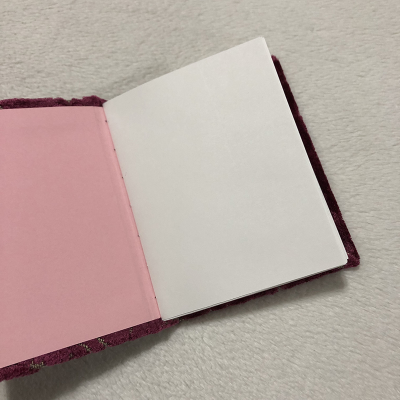 Coptic stitch Pink Viscose Sketchbook - open