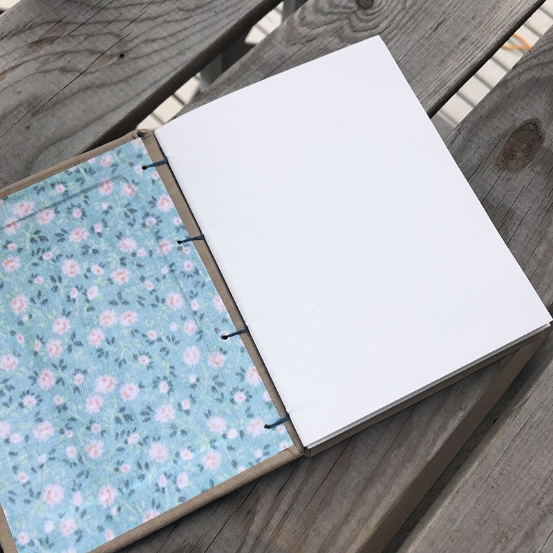 Coptic stitch Tan Leather Sketchbook - open