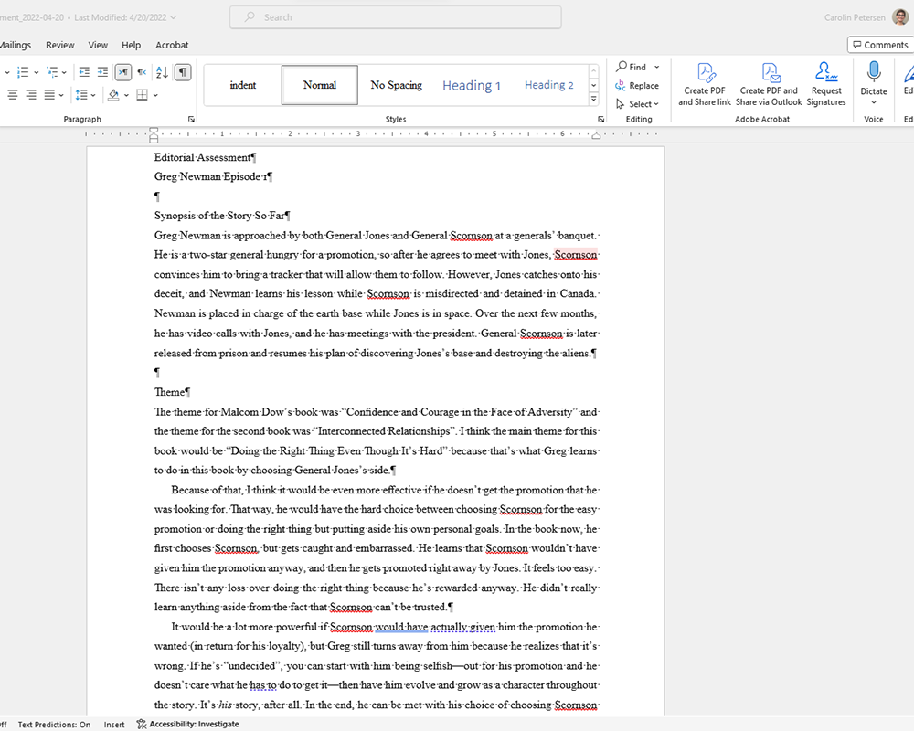 The Good, the Bad, and the Undecided - developmental editing