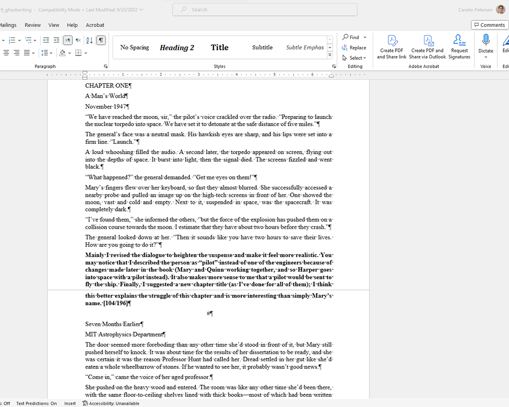 Defying Gravity - book doctoring
