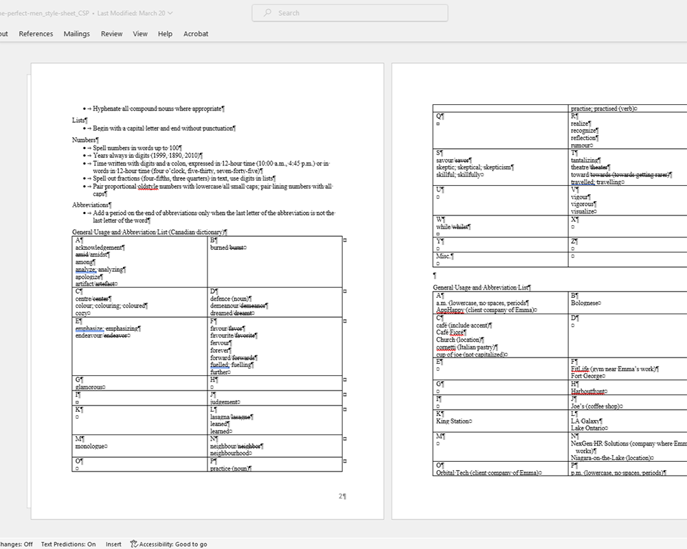 Copyediting style sheet example