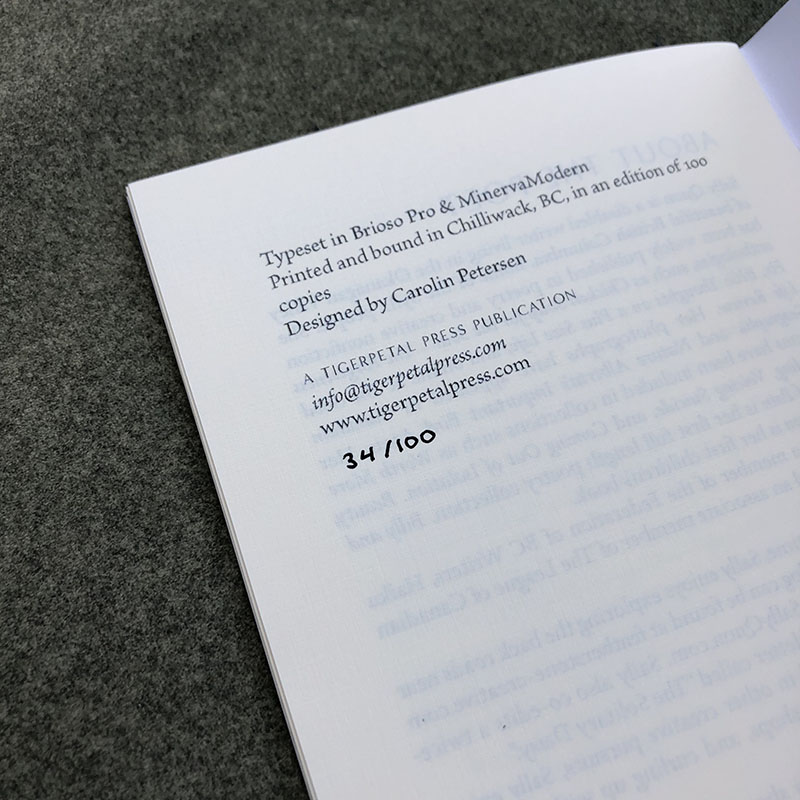 This Long Road - final, colophon, this copy 34
