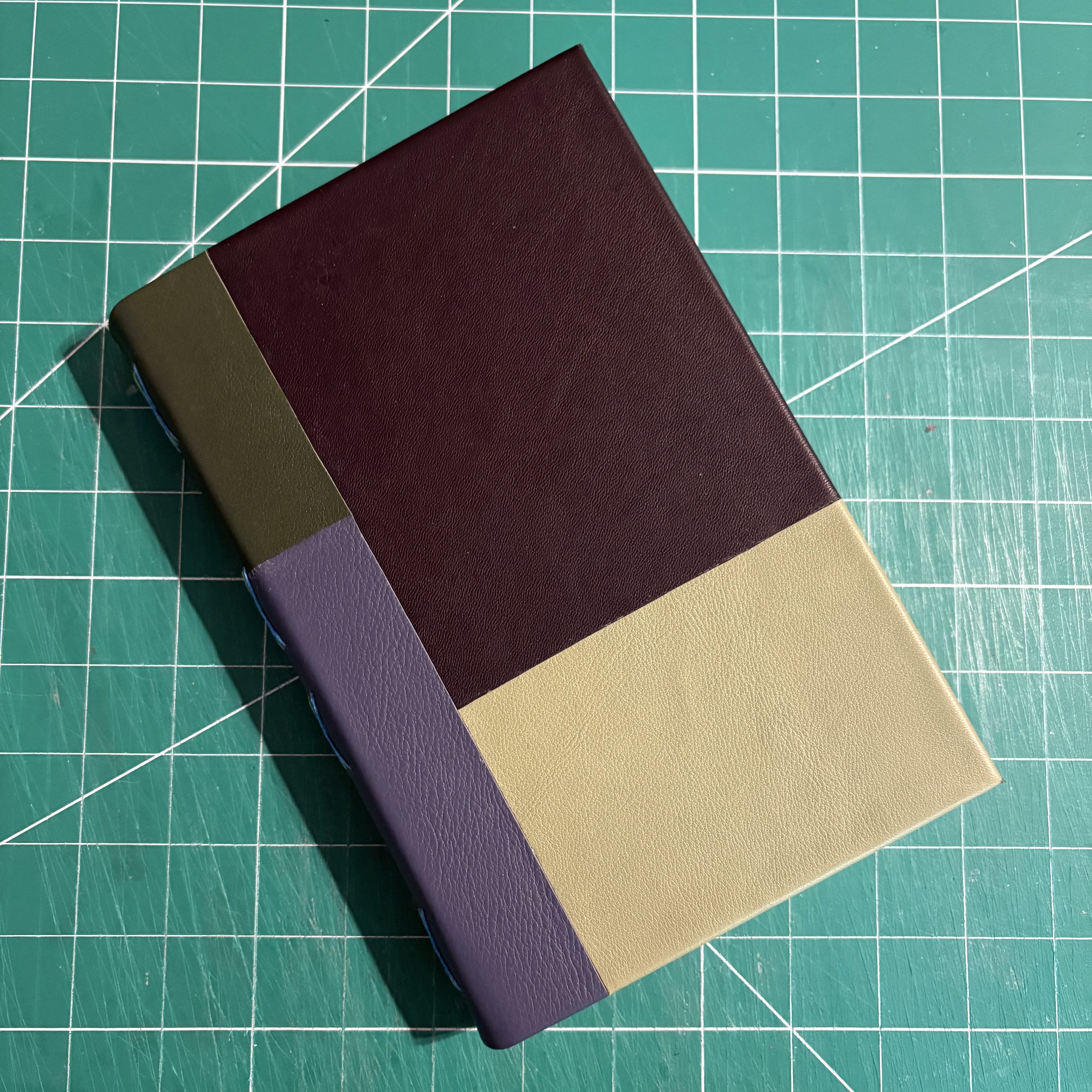 Cross-stitch Blue-Green Leather Food Review Journal
