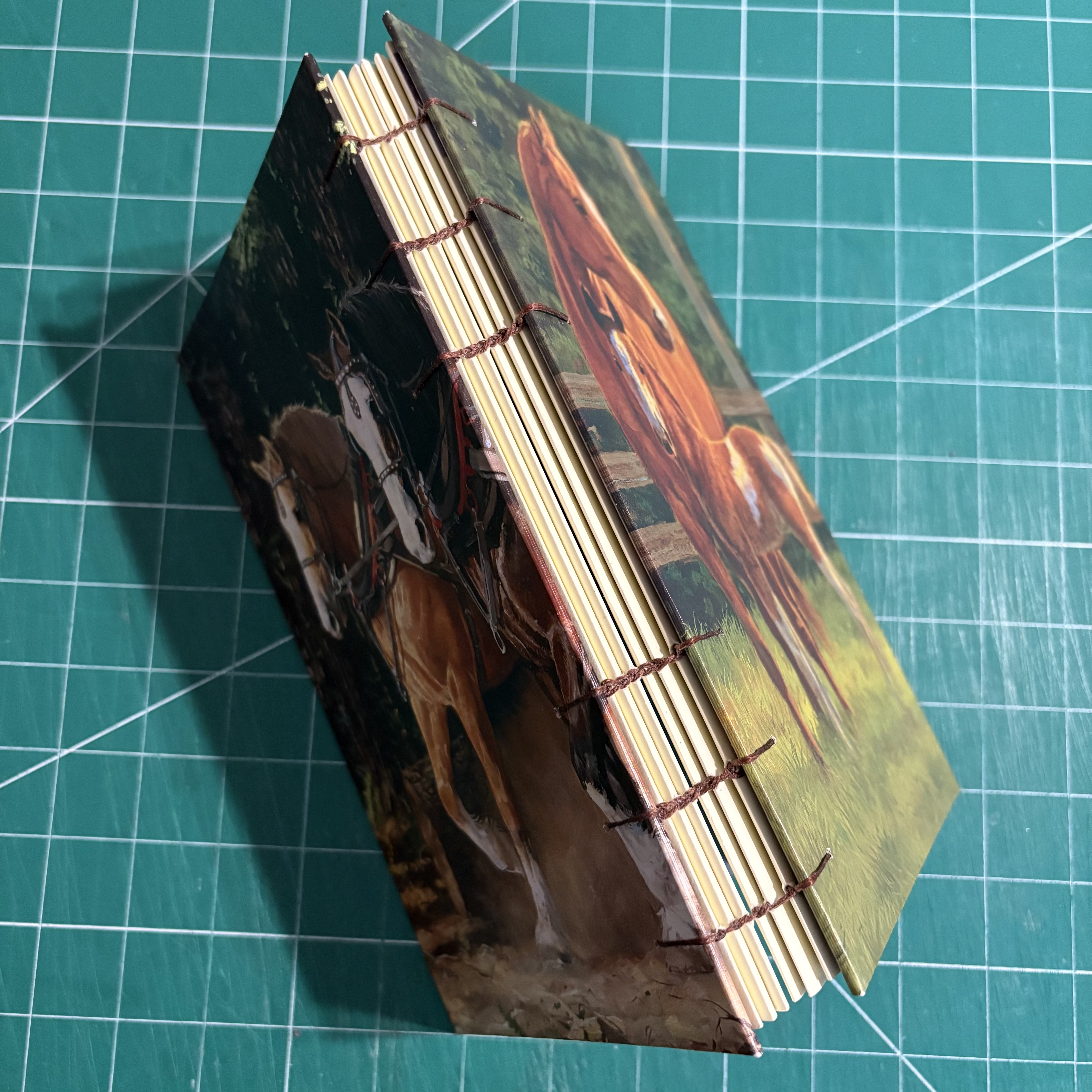 Coptic Stitch Horse Food Review Journal - button