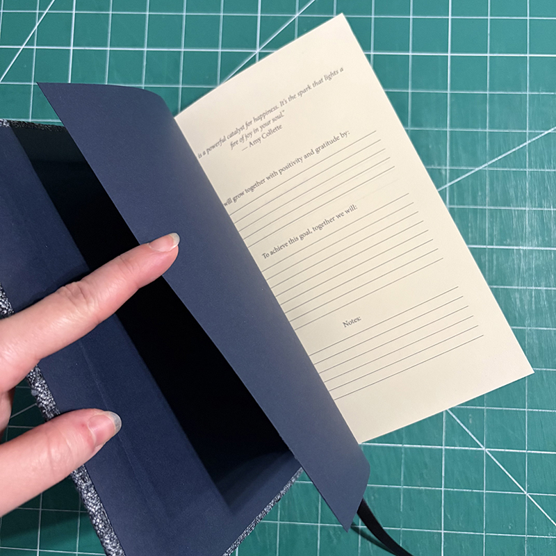 Casebound Blue Patterned Couples’ Journal - open