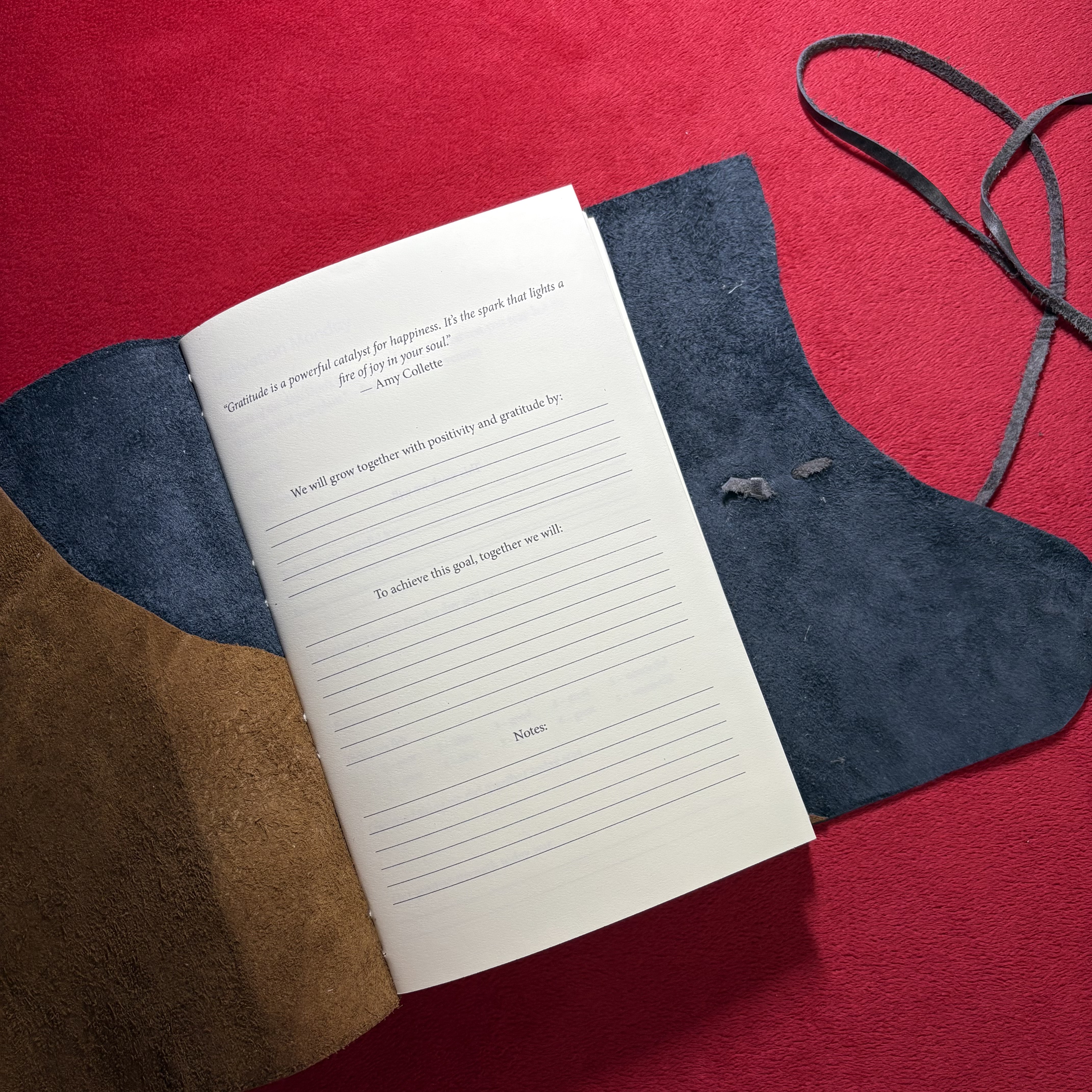 Longstitch Dual Leather Couples’ Journal - open
