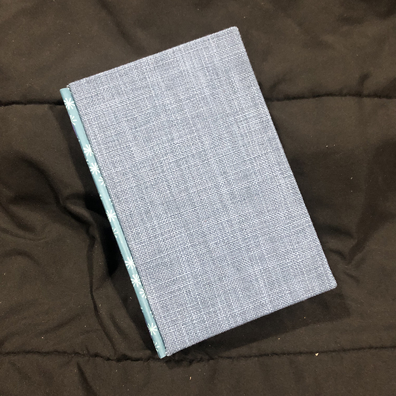 Cross-stitch Blue Linen Gratitude Journal