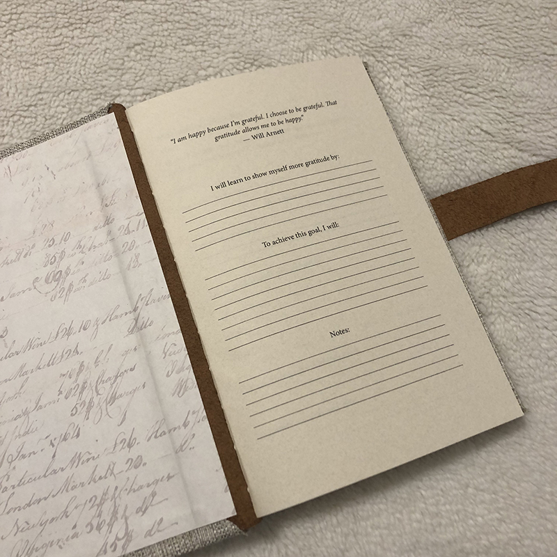 Chainstitch Brown Leather Gratitude Journal - open