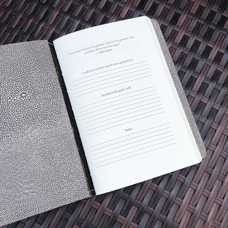 Chainstitch Pebbled Leather Gratitude Journal - open