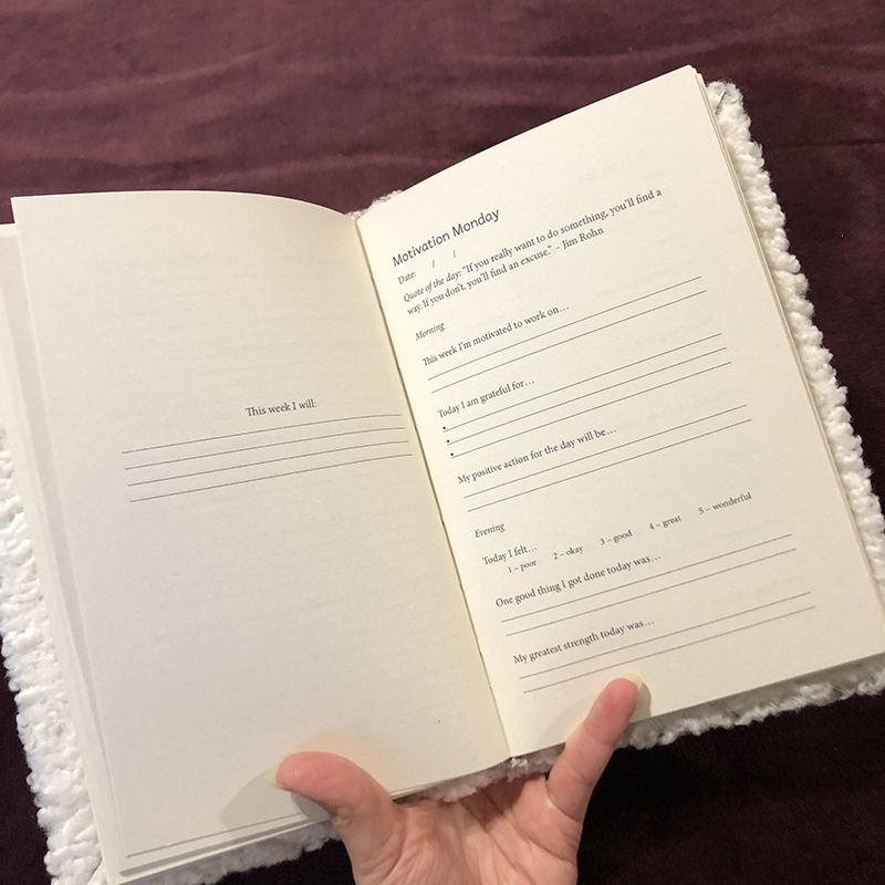 Casebound Sheep-fuzz Gratitude Journal - open