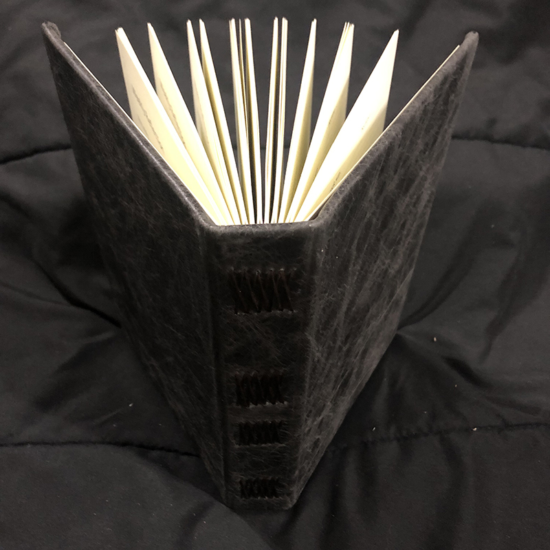 Cross-stitch Charcoal Leather Positivity Journal - spine