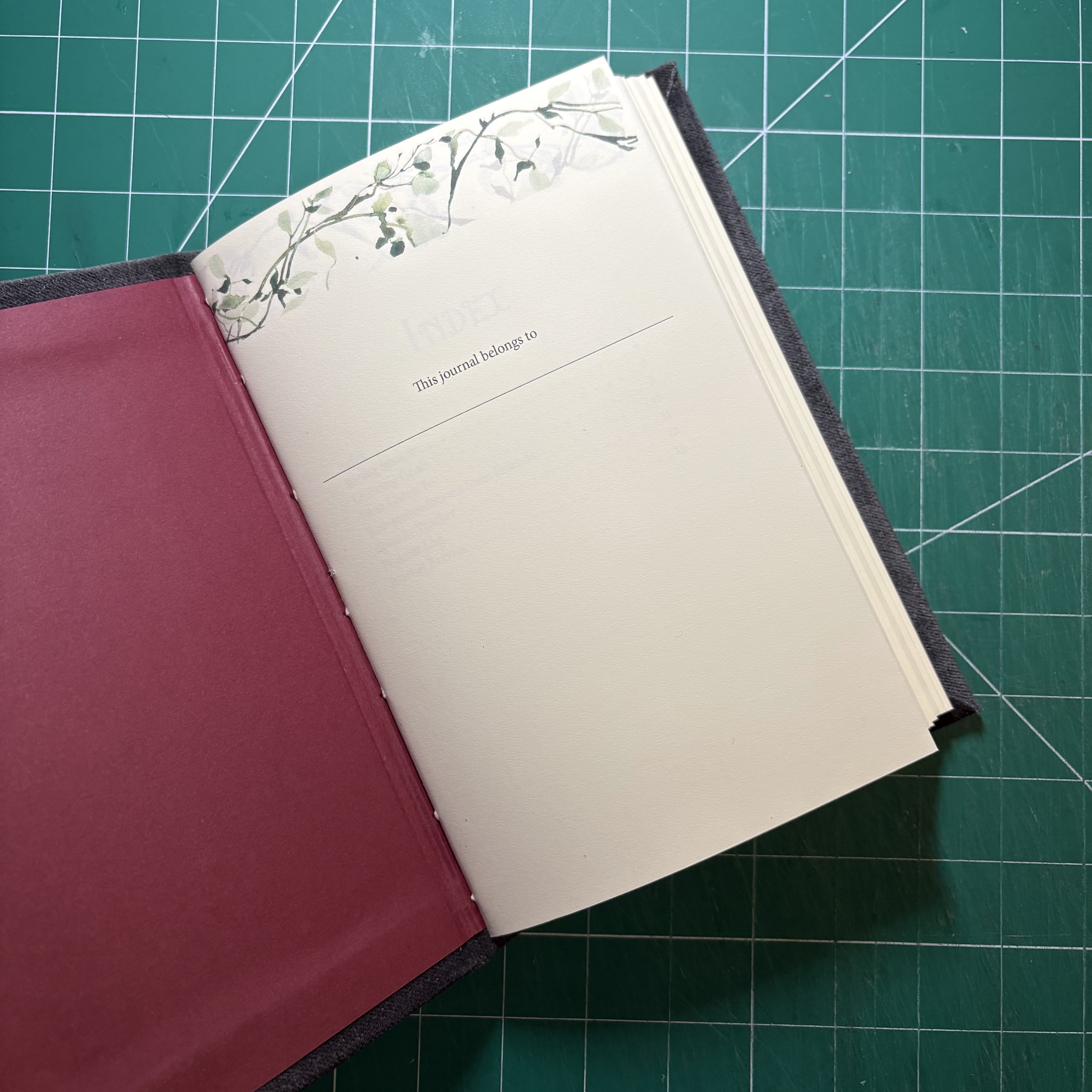 Cross-stitch Charcoal Podcast Journal - open