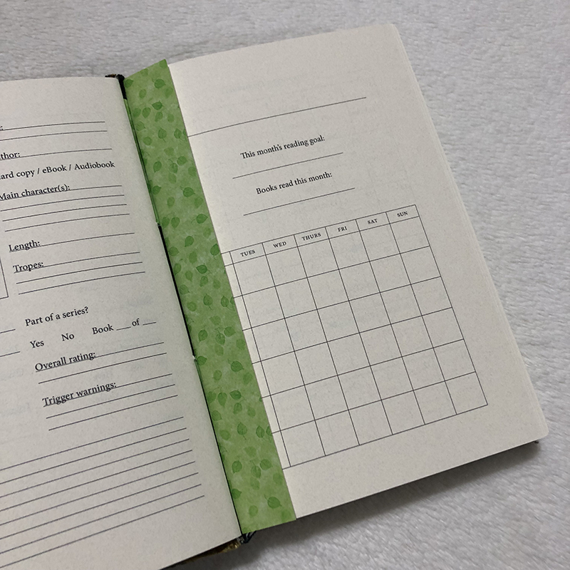 Buttonhole 12-Month Reading Journal - open