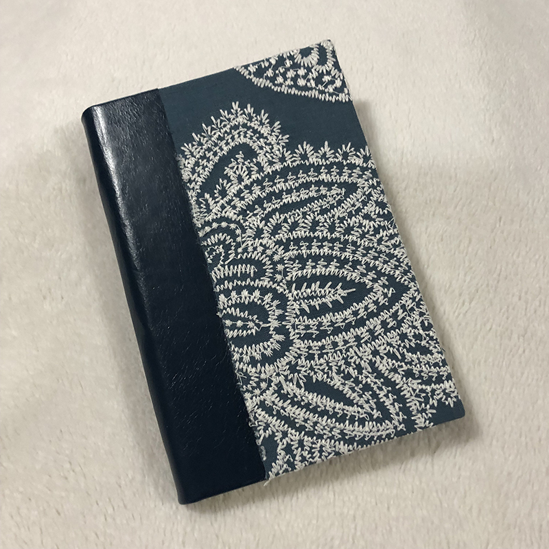 Casebound Blue Embroidered & Leather Reading Journal