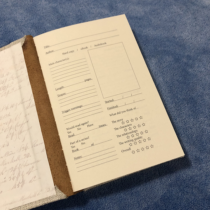 Chainstitch Brown Leather Reading Journal - open