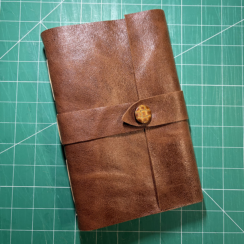 Longstitch Brown Leather Button Reading Journal