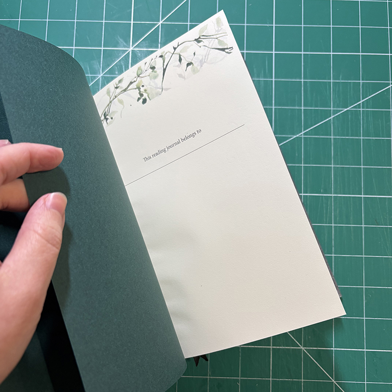 Casebound Grey Silken Reading Journal - open