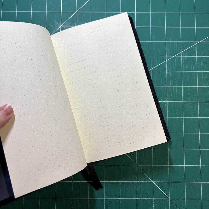 Casebound Black Faux Fur Notebook - open