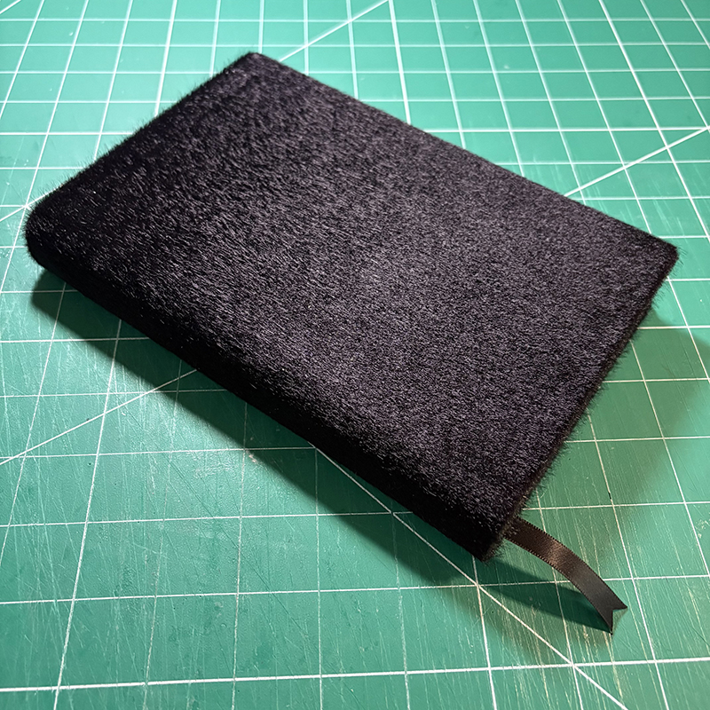 Casebound Black Faux Fur Notebook - spine