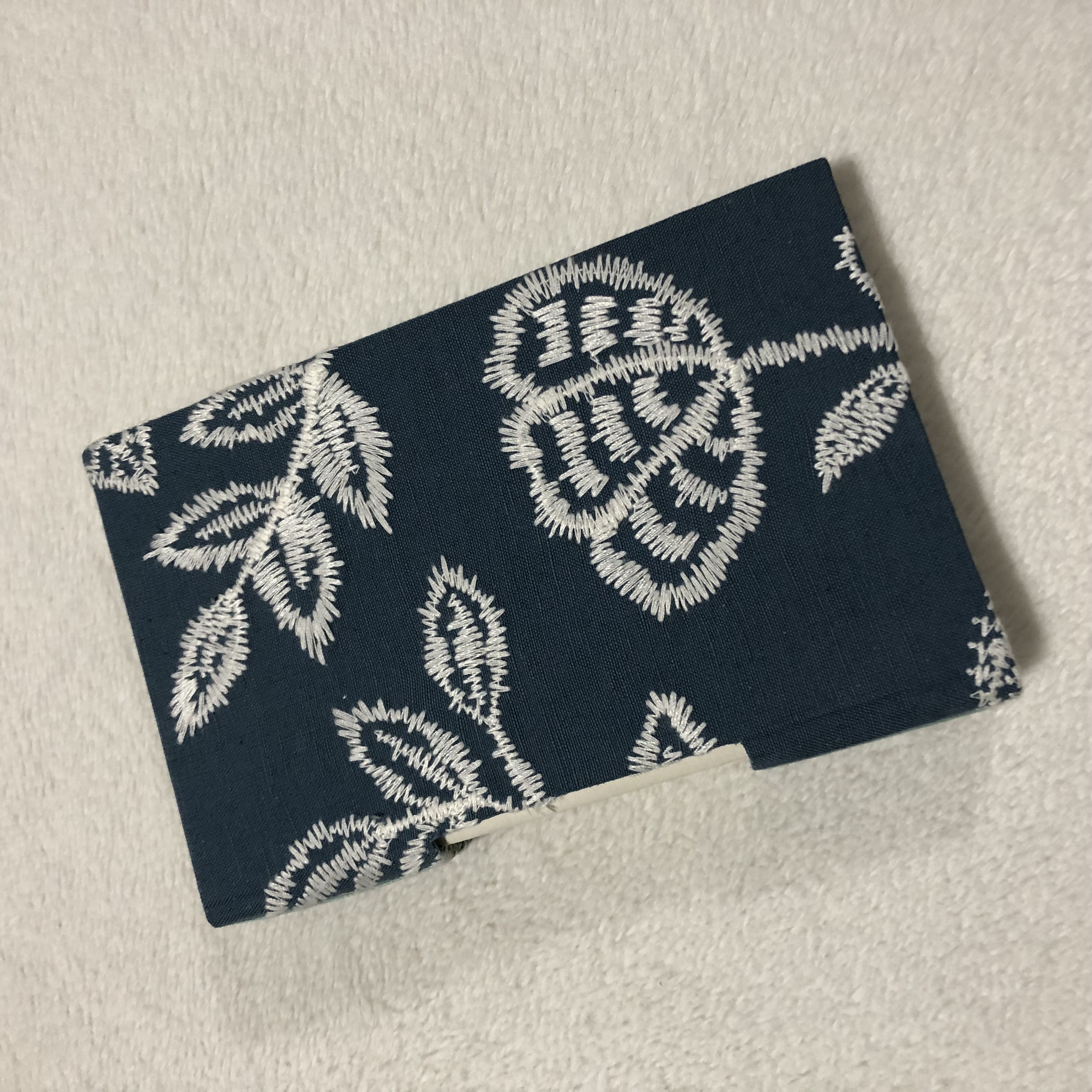 Buttonhole Blue Embroidered Notebook