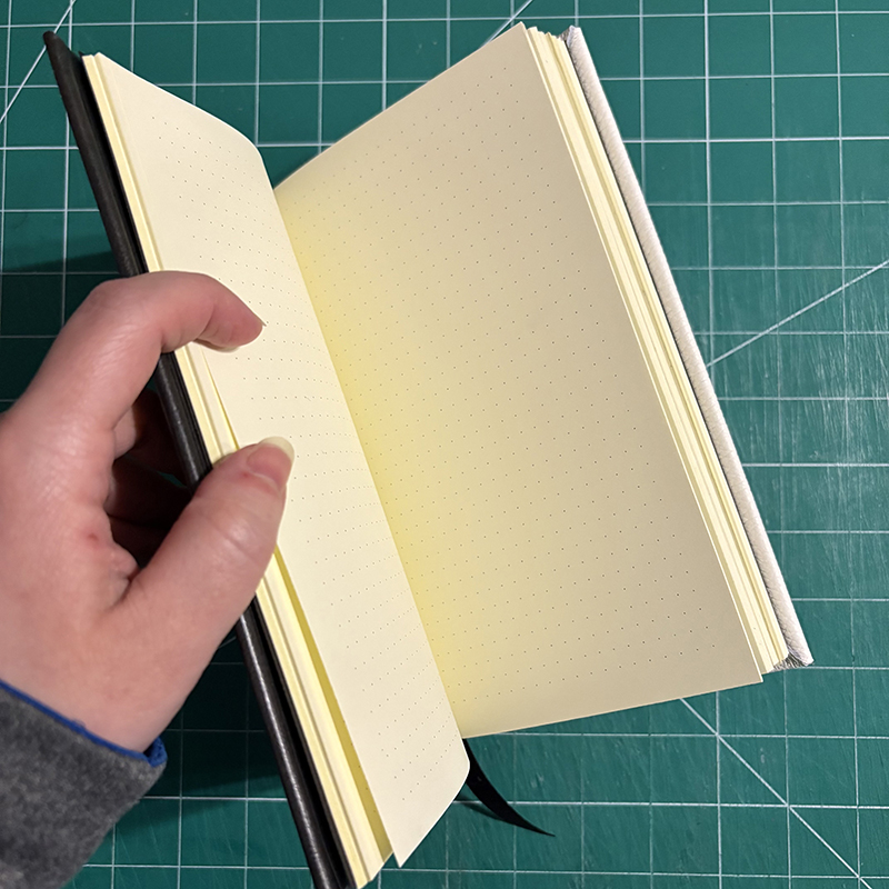 Casebound Black & White Leather Notebook - open