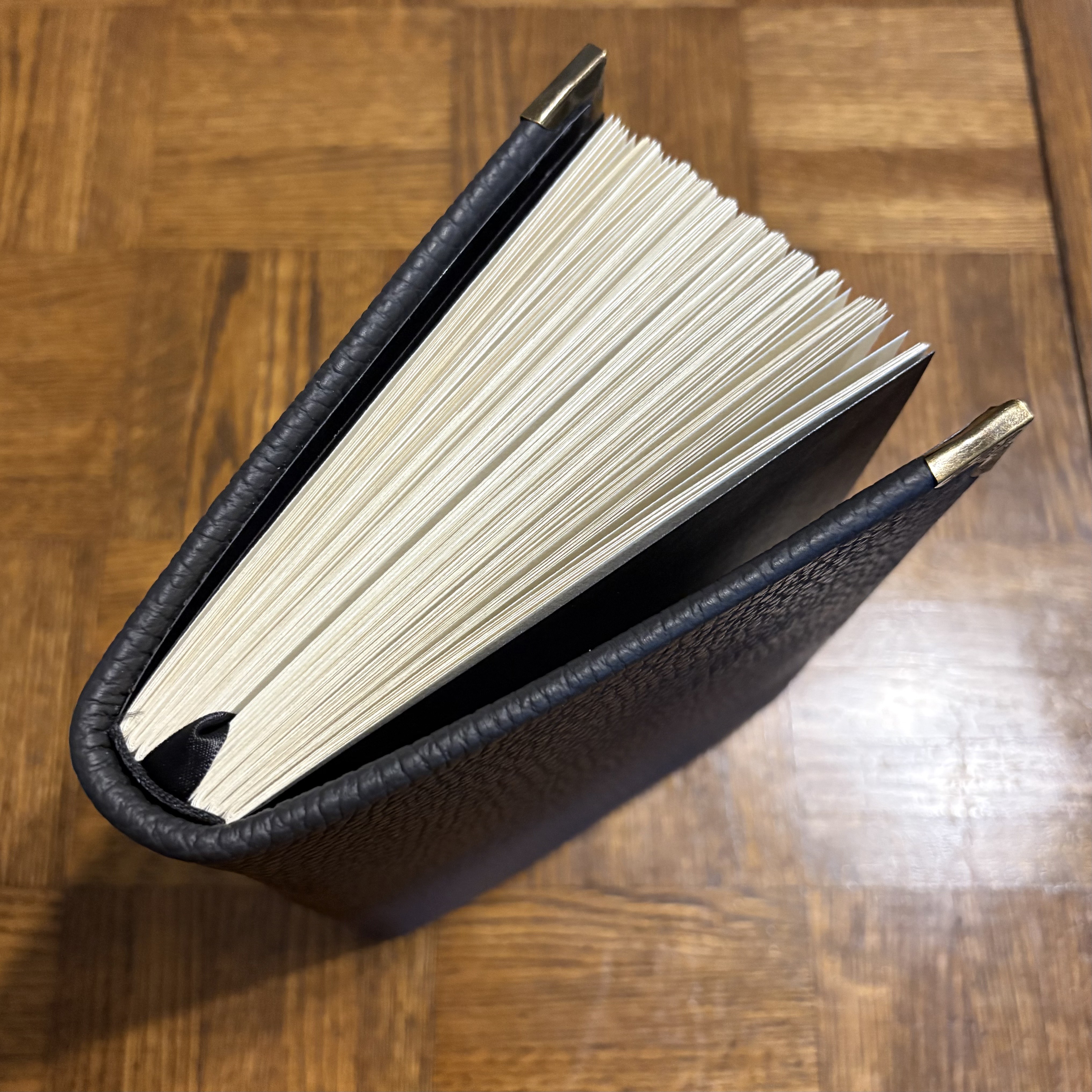 Casebound TMR Black Leather Notebook - spine