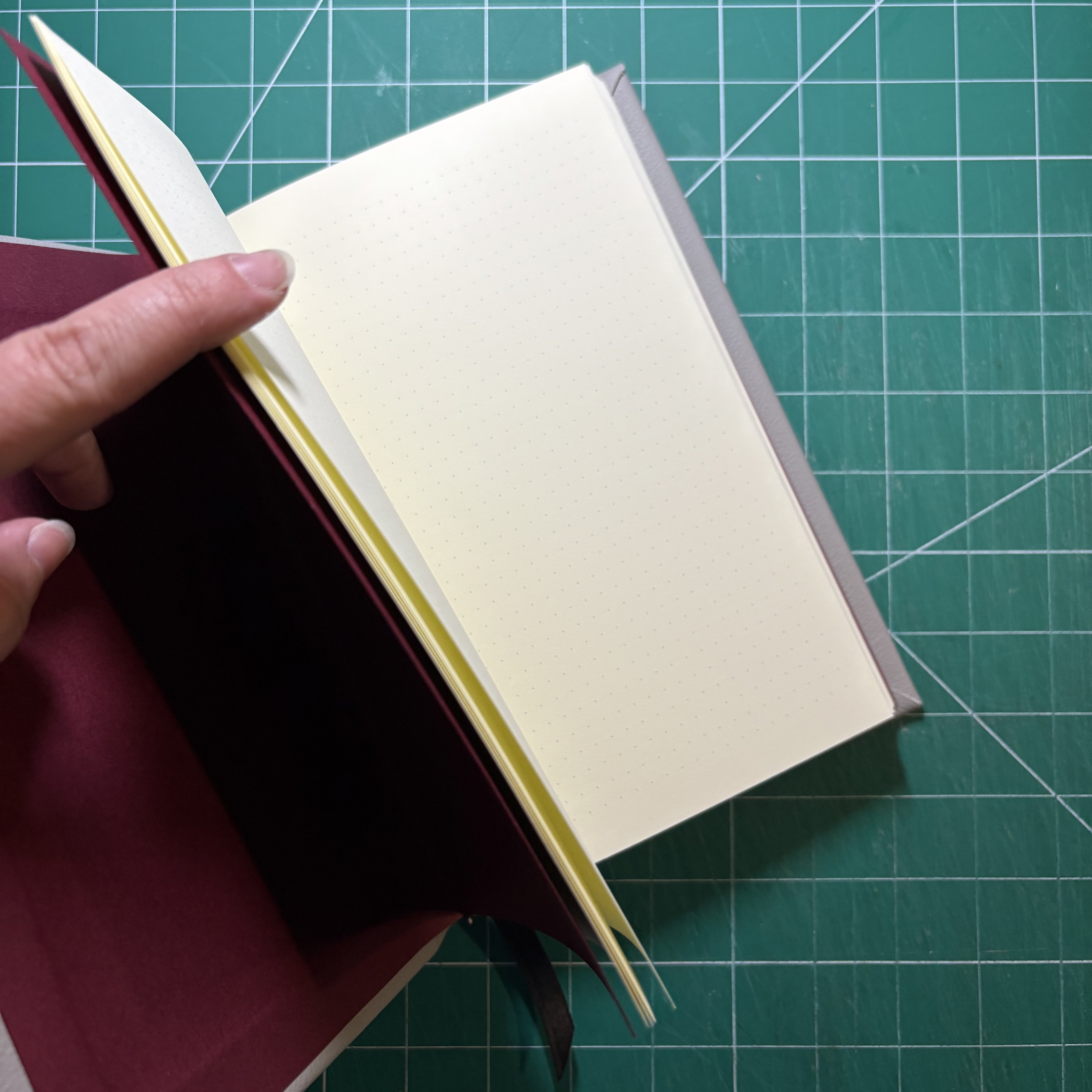 Casebound Grey Leather Notebook - open
