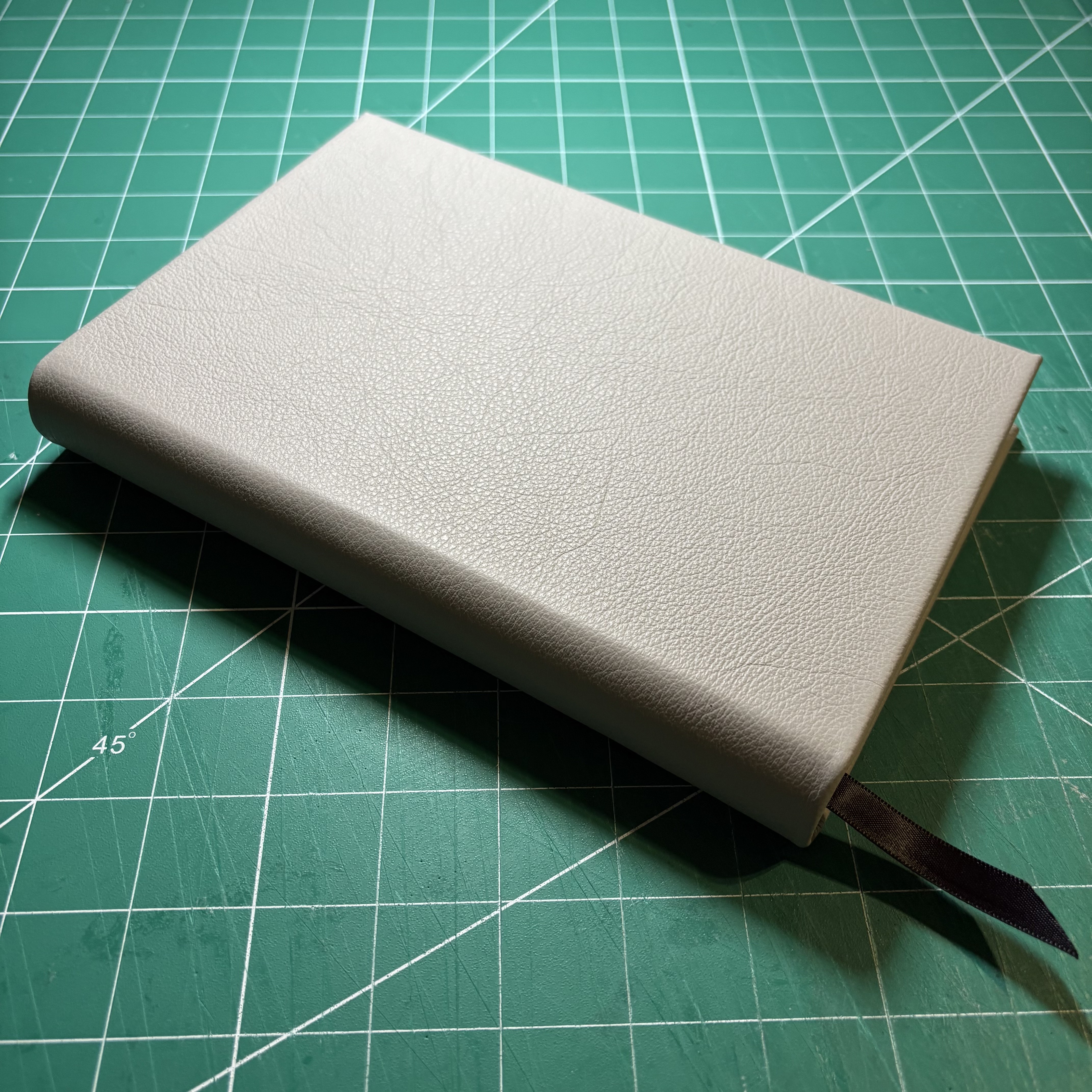 Casebound Grey Leather Notebook - spine