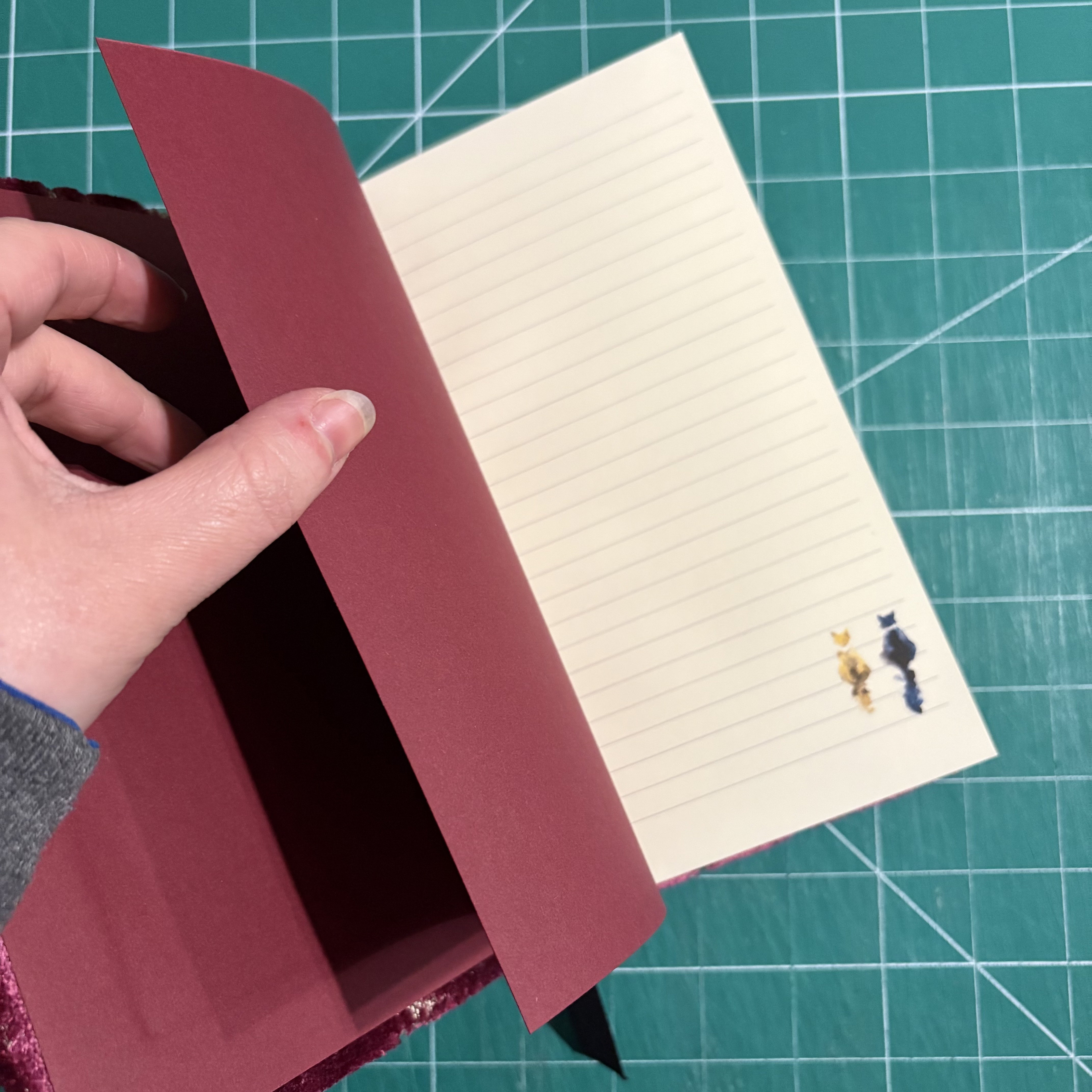 Casebound Pink Viscose Cat Notebook - open
