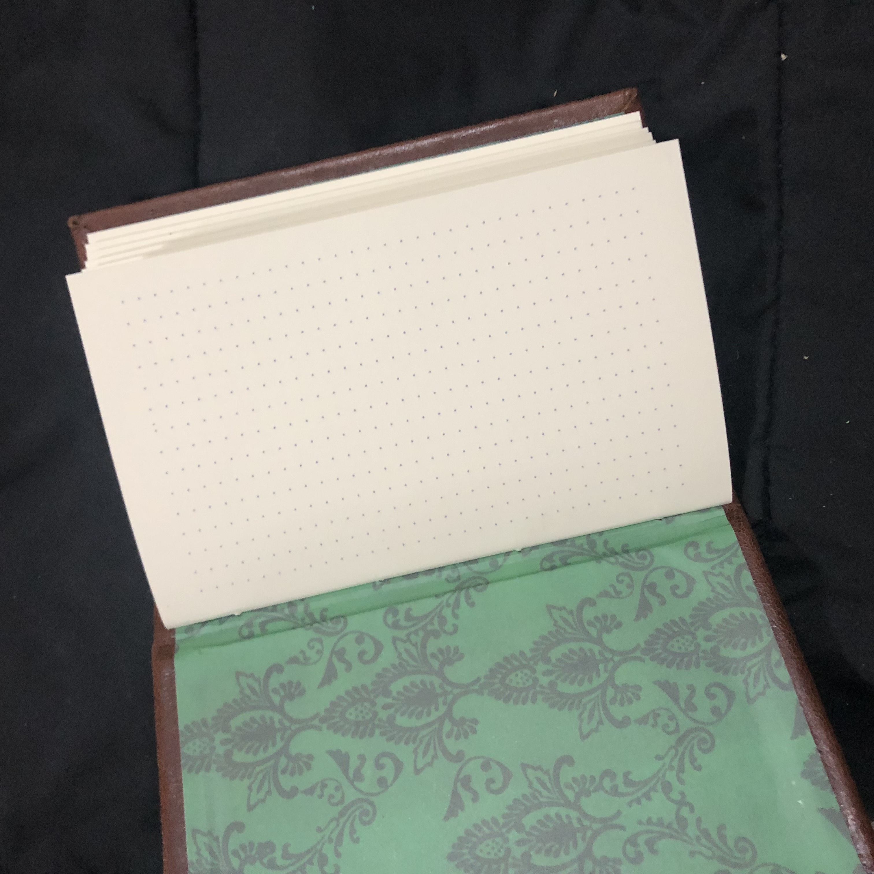 Cross-stitch Brown Leather Notebook - open