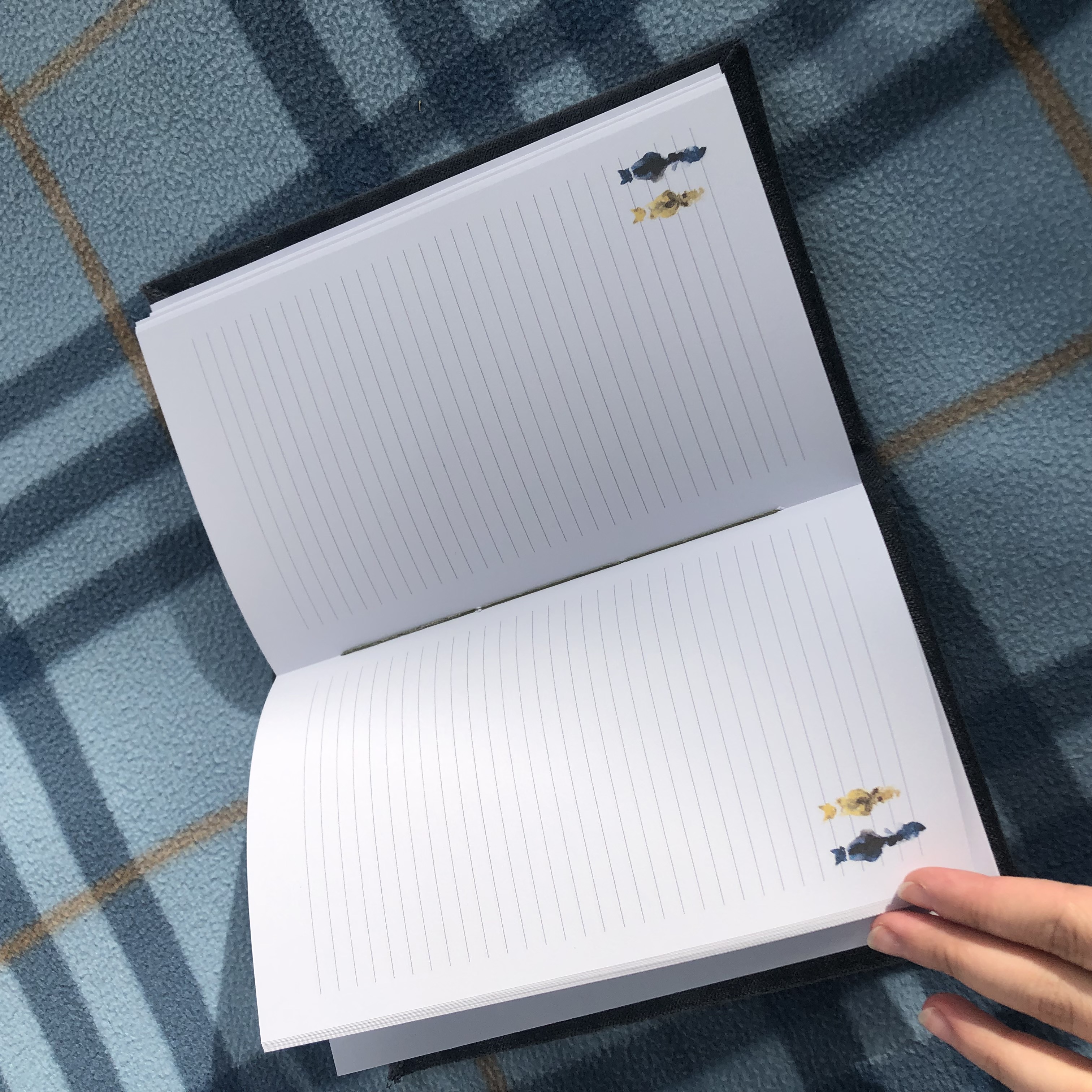 Cross-stitch Grey Velvet Cat Notebook - open