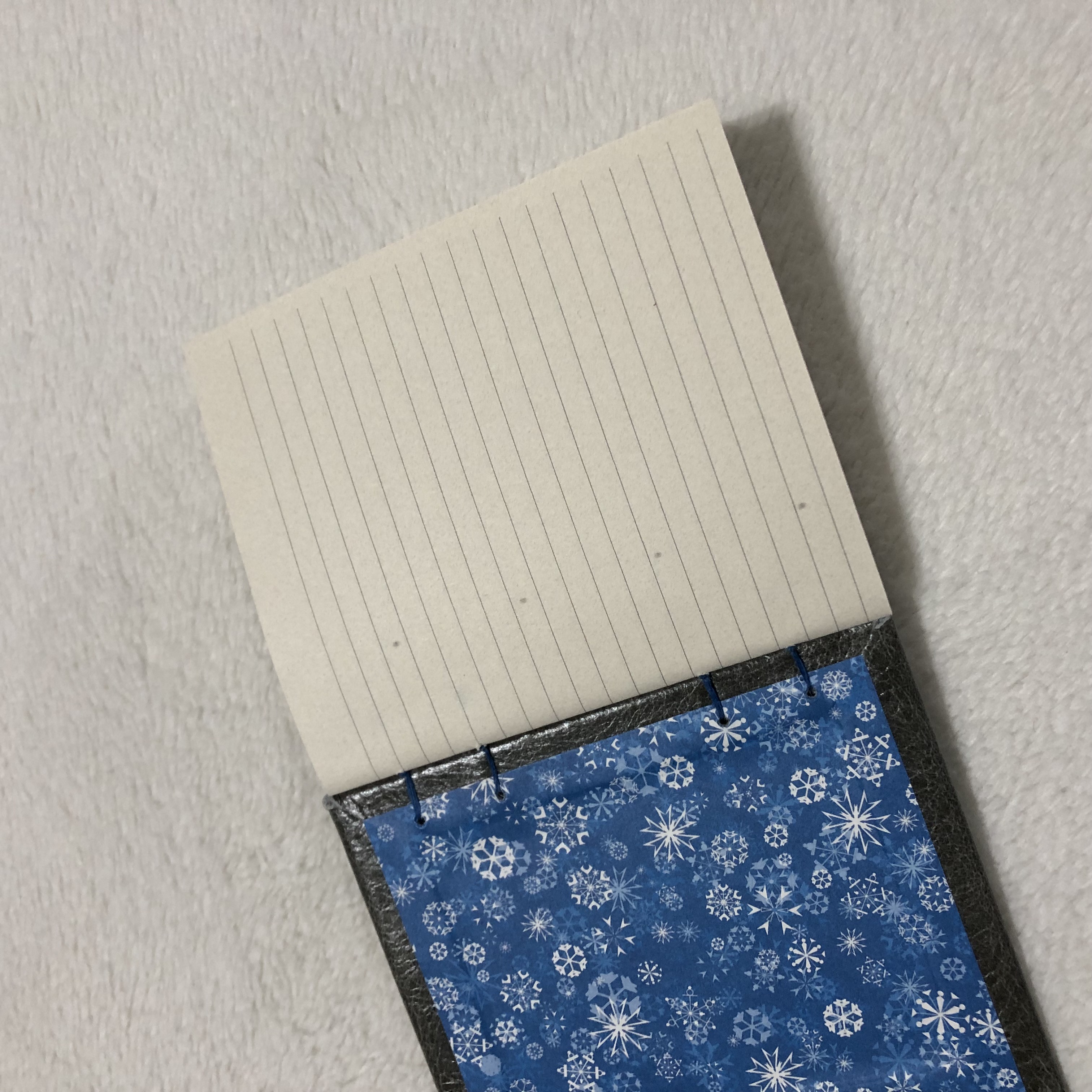 Coptic stitch Winter Leather Notebook - open