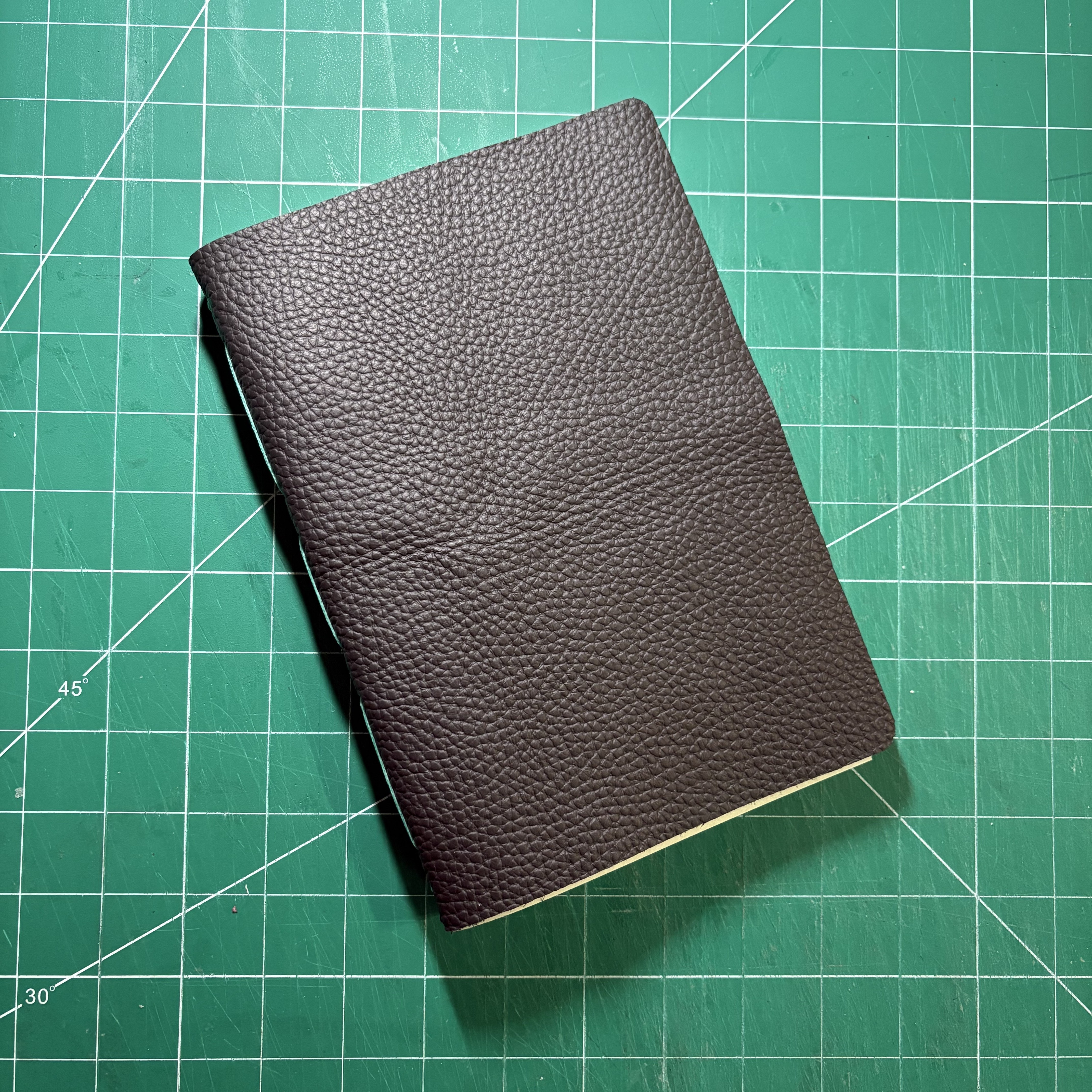 Longstitch Grey-Black Leather Notebook - front