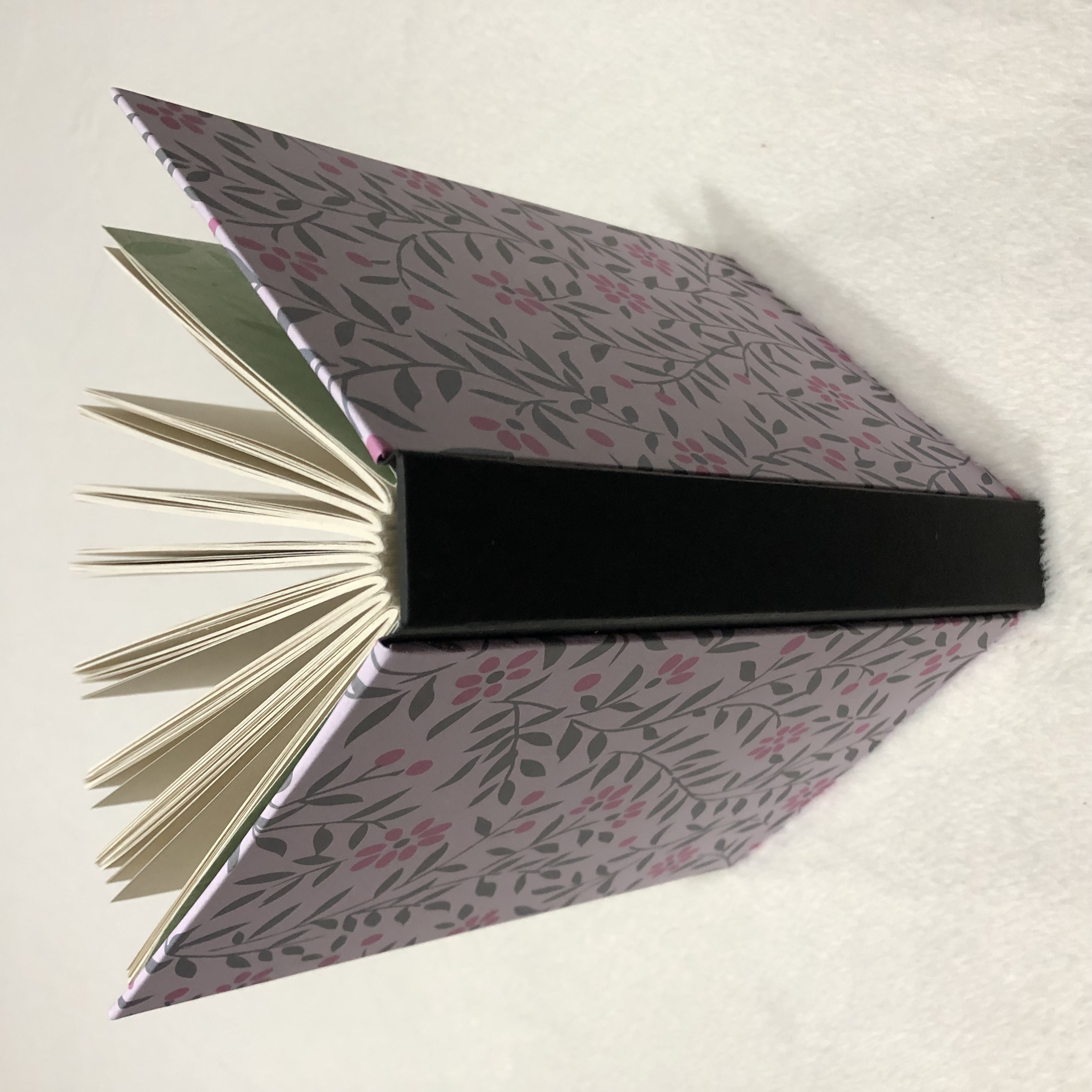 Casebound Pink Flowers Notebook - spine