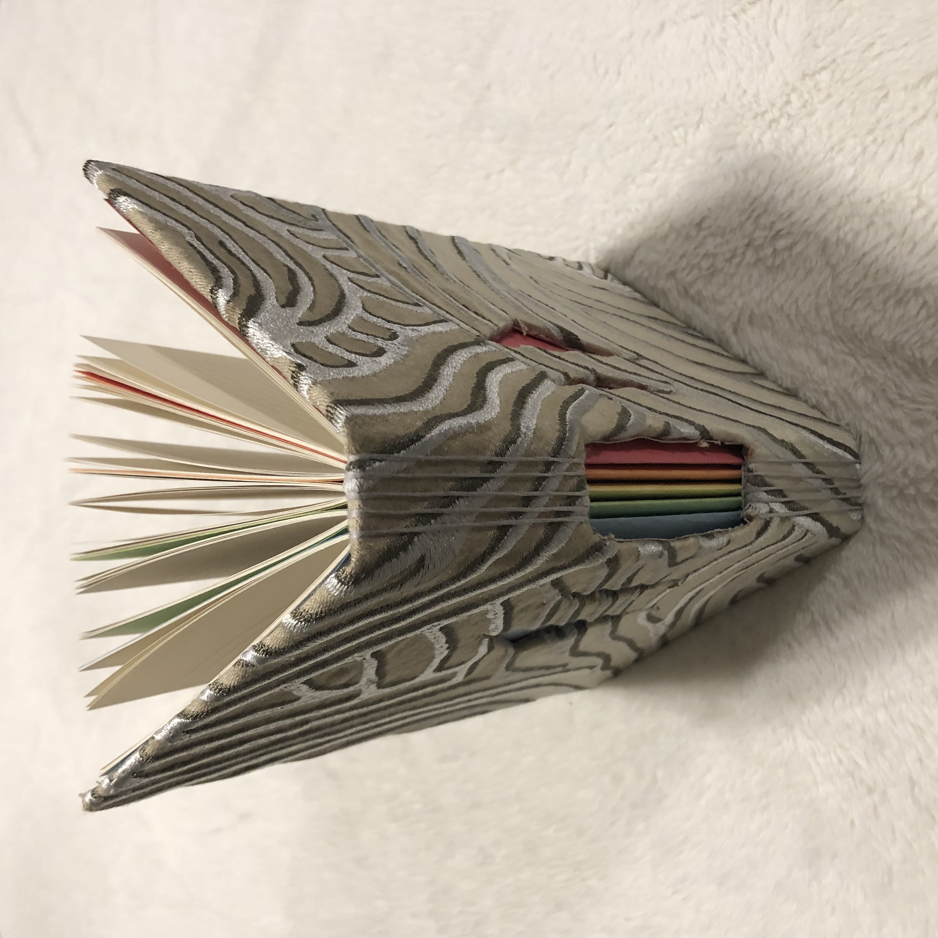 Buttonhole Rainbow Silver Notebook - spine