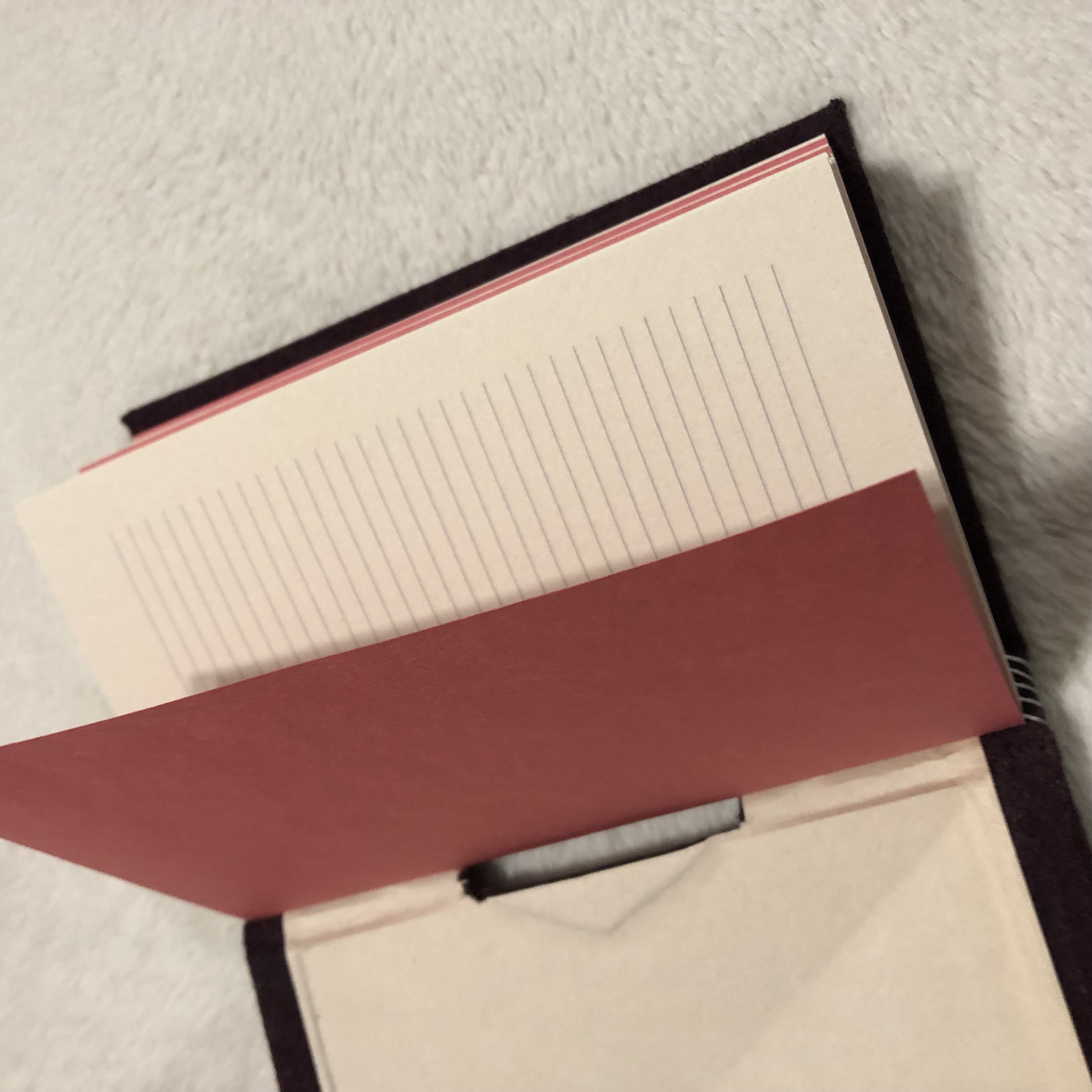 Buttonhole Red Wool Notebook - open