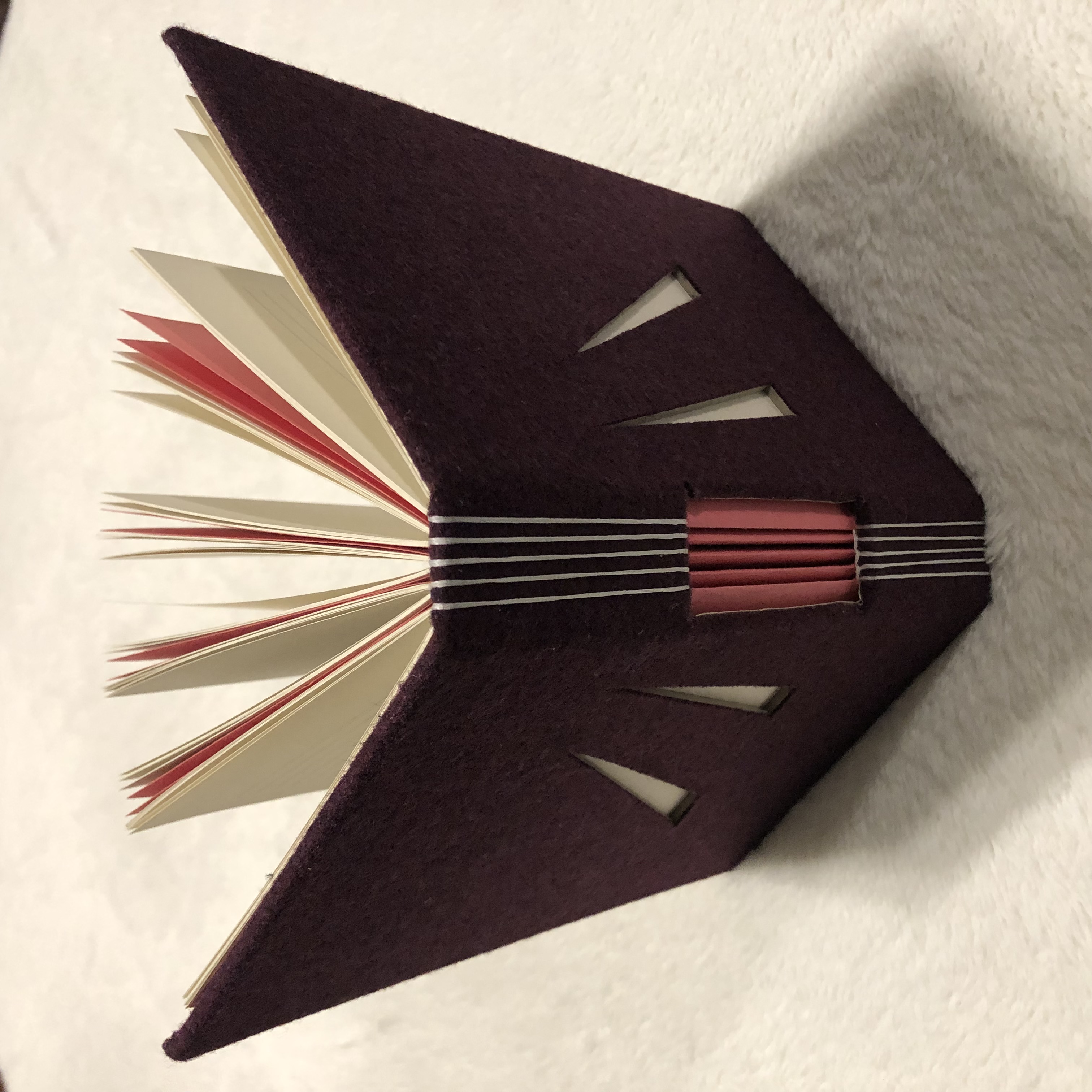 Buttonhole Red Wool Notebook - spine