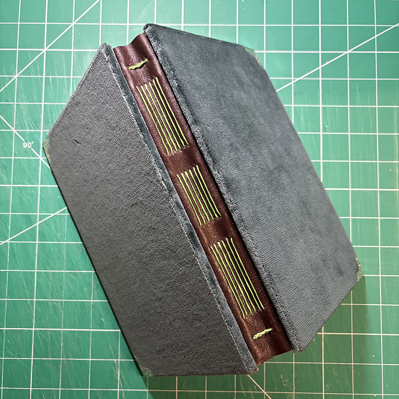 Longstitch Green Velvet Serpent Notebook - spine