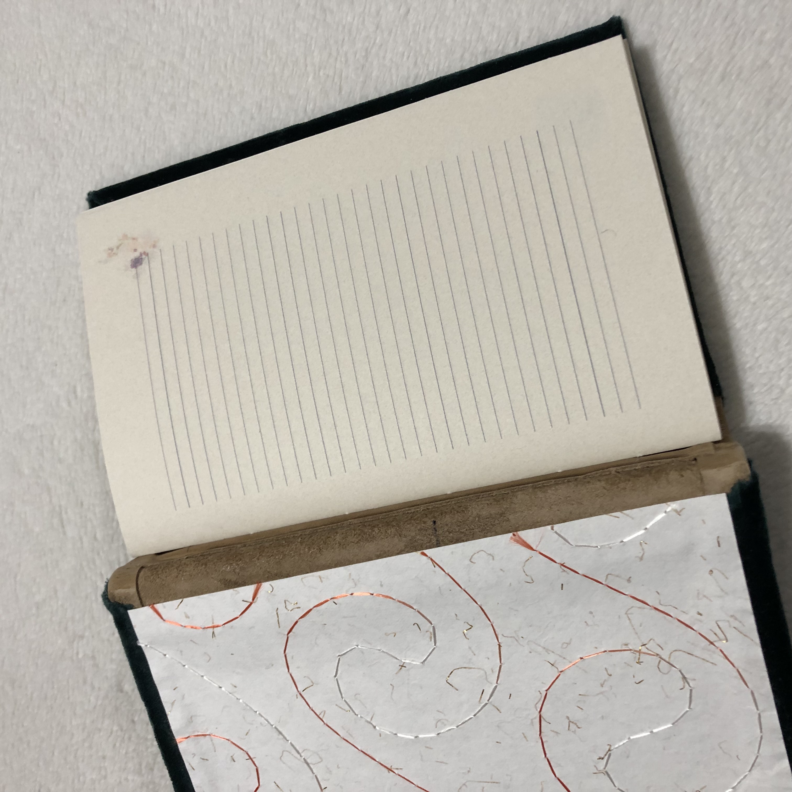 Longstitch Velvet & Leather Notebook - open